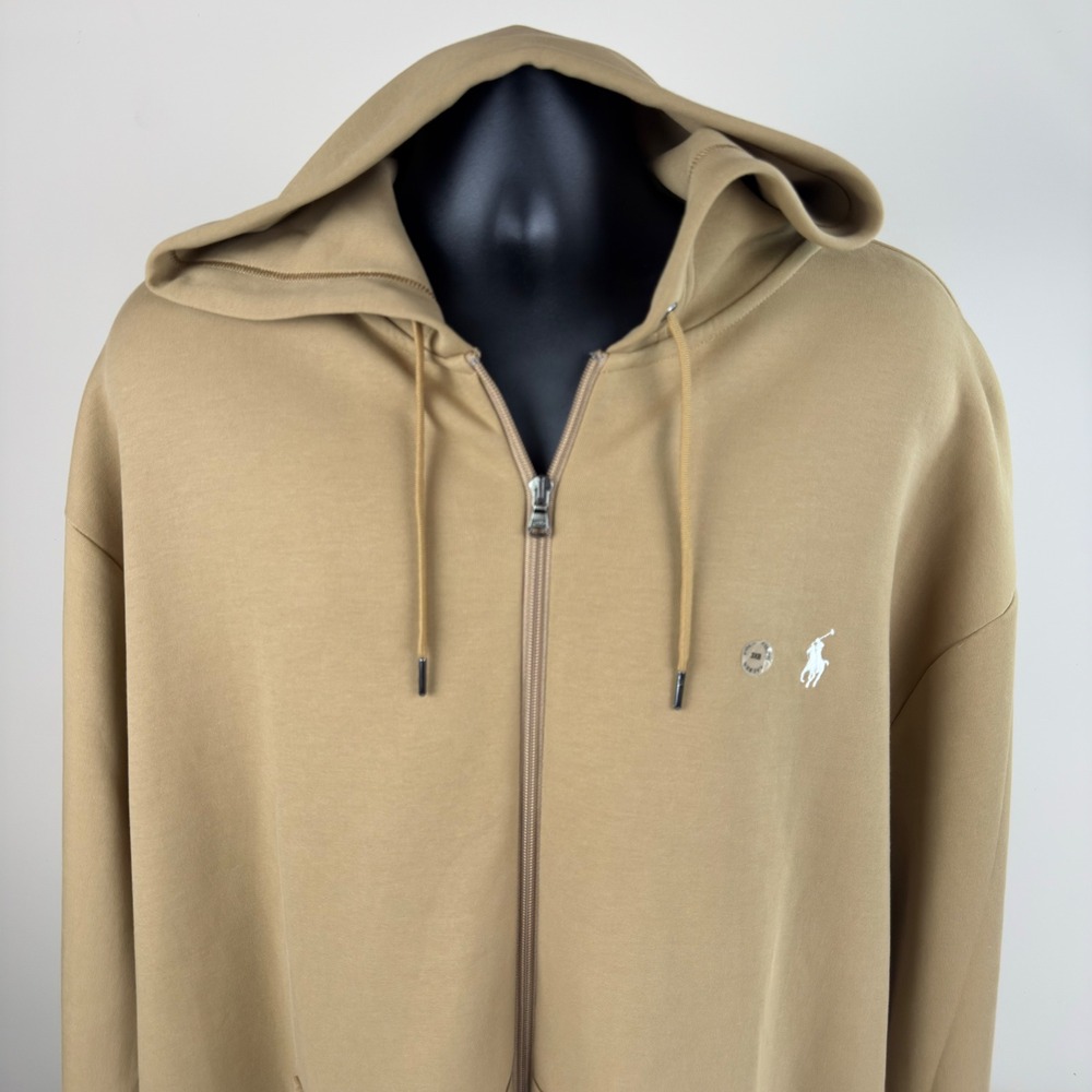 NWT Polo Ralph Lauren Jacket Men's Camel Tan Double Knit Full Zip Hoodie 3XB